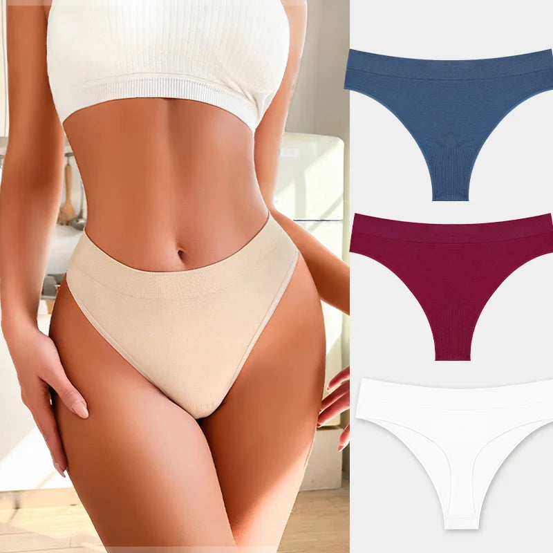 3PCS Seamless Women's Lingerie Female Thongs Sexy Underwear Low-Rise Underpant Women's Panties Intimates Bikini Briefs S-XL Set7 CHINA | 3pcs