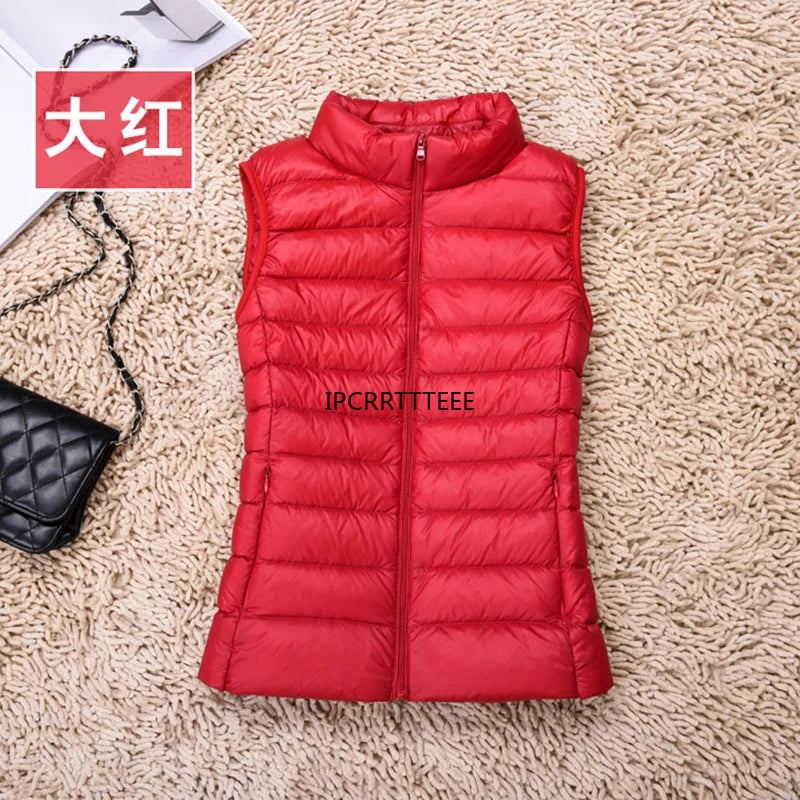 2023 New Women Sleeveless Women Slim Ultra Light Down Jacket Girl Portable Lightweight Vests Windproof Warm Waistcoat