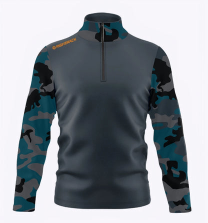 Winter Men’s Zip Sweatshirt Camo Long Sleeve Fleece Thermal Running Fitness Clothes RT Windproof&Warm Stand-Up Collar T-shirt