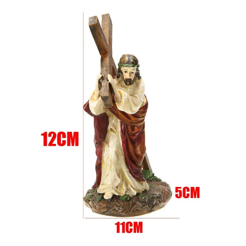 1pc Crucifix Statue Jesus Cross Resin Statue Christ Figure Catholic Religious Accessories Decor 1PC