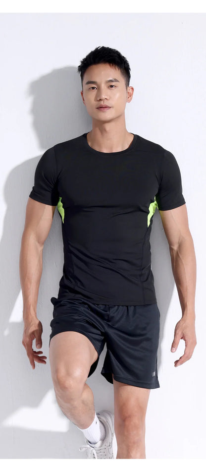 Men's Running Tight T-shirt Short Sleeve Extra Large Gym Fitness Top Men's Jogging Sports Wear Quick Drying Sports Shirt Top