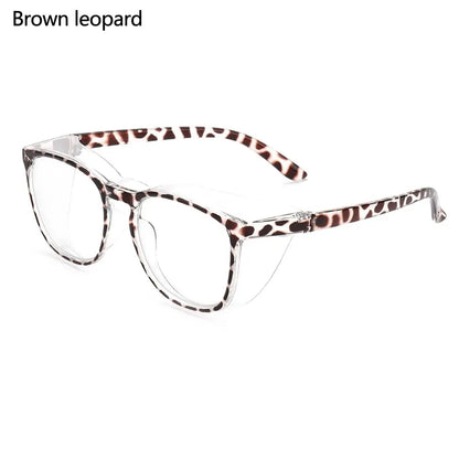 1PC Dust-proof Glasses Anti-blue Anti-fog Anti Pollen Safety Goggles Eye Protection Glasses for Men and Women UV Protection Brown leopard