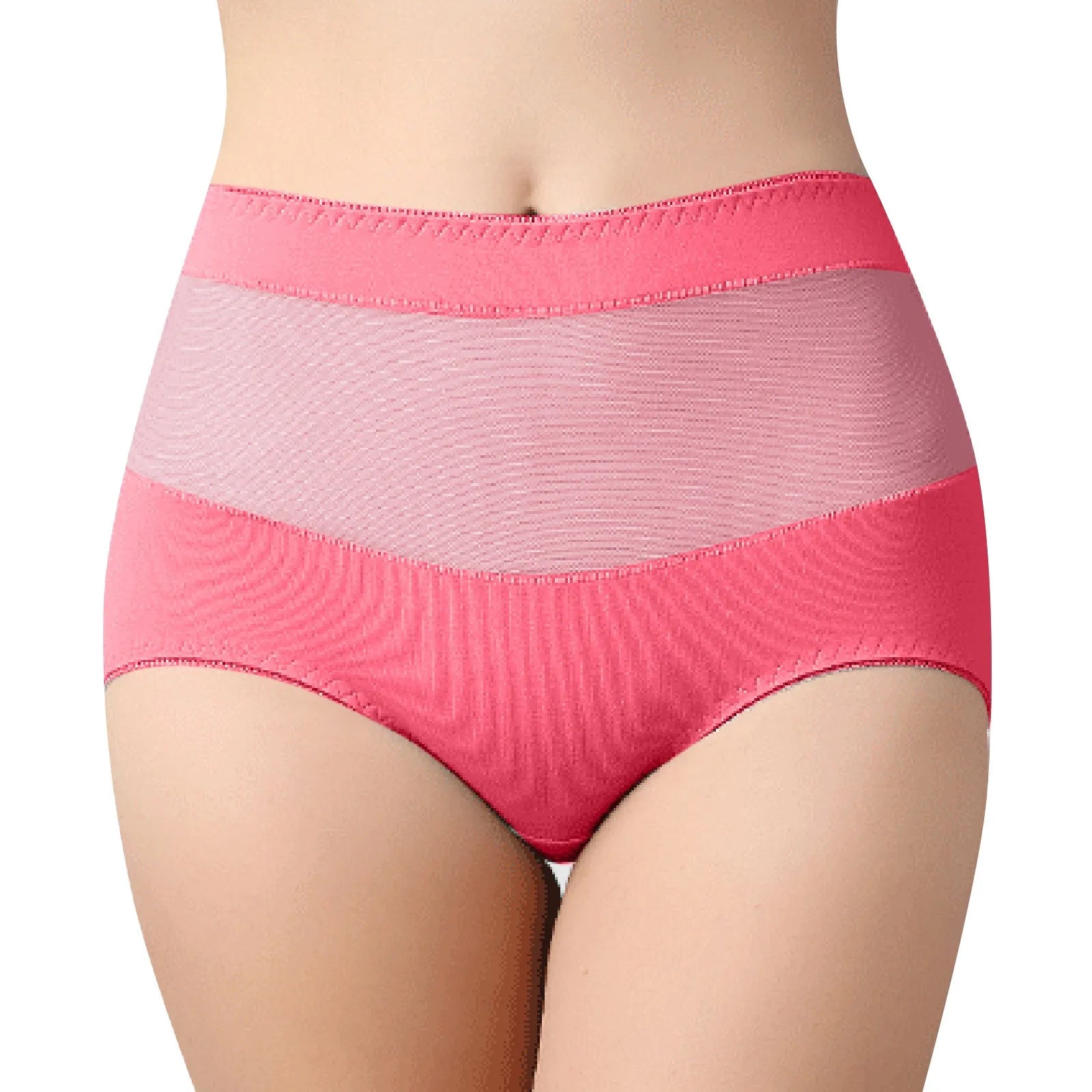 Push Up Ladies Cotton High Waist Hip-Lift Sexy Panties High-Elasticity Mesh Seamless Lace Triangular Women Plus Size Underwear Watermelon Red