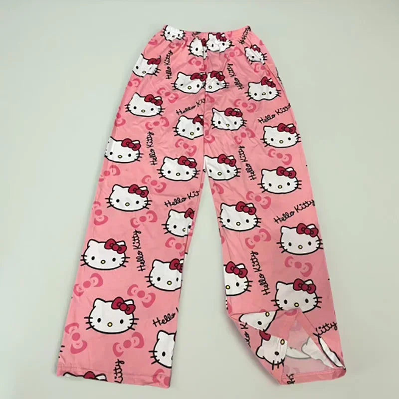 Anime Spider Man Sleeping Pants Hello Kitty Pajama Pants Cartoon Cute Loose Cotton Casual Home Clothing Girl Thin Style Trouser