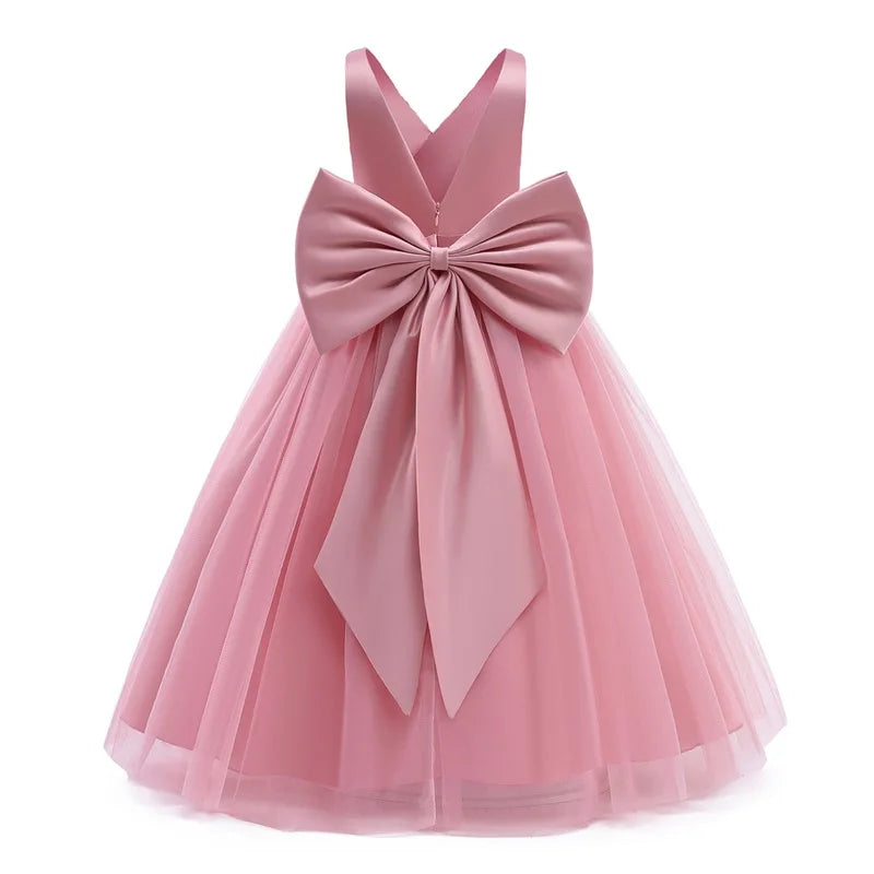 Girls Christmas Dress For Kids Wedding Evening Party Bridesmaid Long Dress Prom Gown Children Teenager New Year Princess Costume pink 01