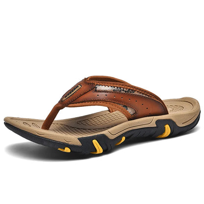 Main Flat Casual Sandals for Men Summer Breathable Comfortable Trendy All-match Lightweight Wear-Resistant Beach Sandals Brown