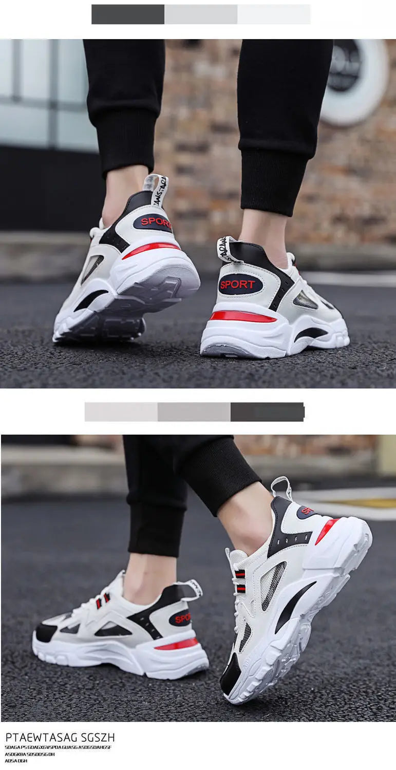 Men's Casual Sports Shoes 2023 New Men Platform Breathable Running Shoes Trendy Leather Stitching Mesh Men Nude Shoes кроссовки