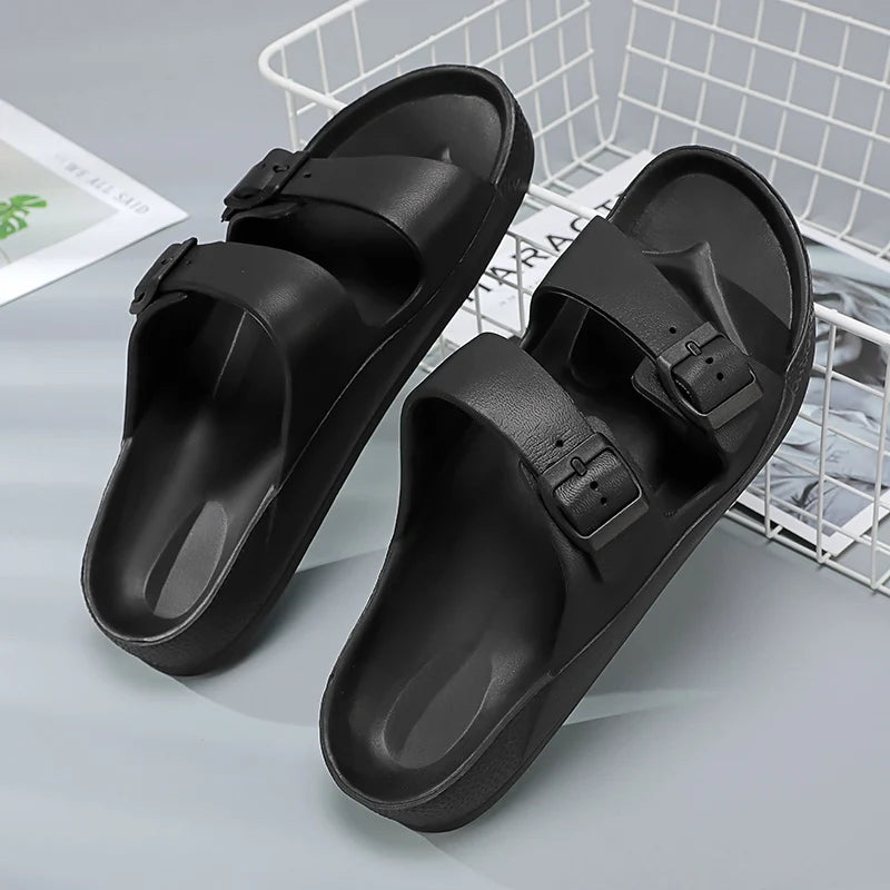 Summer Men Women Slippers Massage Outdoor Clogs Garden Shoes Beach Sandals Flip-Flops Lovers Indoor Home Slides Bathroom Shoes black CHINA