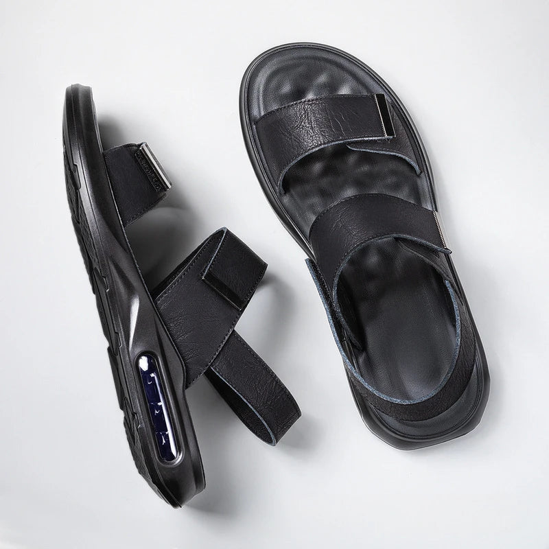 Men Sandals Open Toe Flat Sandals Leather Mens Summer Shoe Casual Comfortable Soft Beach Footwear Male Shoe Zapatillas De Hombre