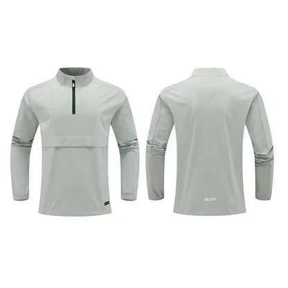 Men Coat Pull On Long Sleeve Shirt Half Zipper Windbreaker Windproof Sports Casual Top For Men Water Repellent Men Sportswear