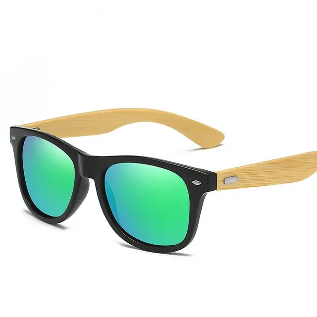 Fashion Wood Men's Ultraviolet Sunglasses Classic Male Driving Riding UV400 Sports Sun Glasses Eyewear Wooden Bamboo Eyeglasses green As Picture