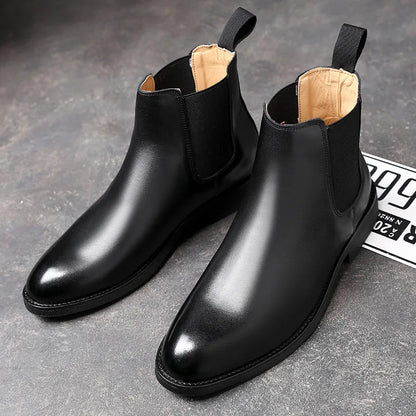 Spring/ Winter Elegant Chelsea Boots Leather Men Couple Shoes Size 35 47 Slip-on Dress Formal Boots Model Fashion Show222