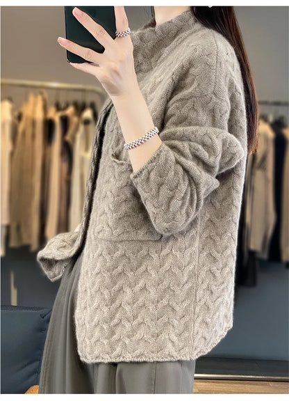 2024 Autumn Winter New Korean Cardigan Long Sleeve Jacket Women Loose Casual Thicken Knitted Sweater Coat Female Tops Ladies