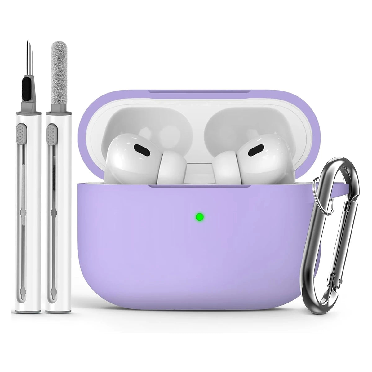 AirPods Pro Case Cover with Cleaner Kit,Soft Silicone Protective Case for Apple AirPod Pro 2nd/1st Generation Case for Women Men purple