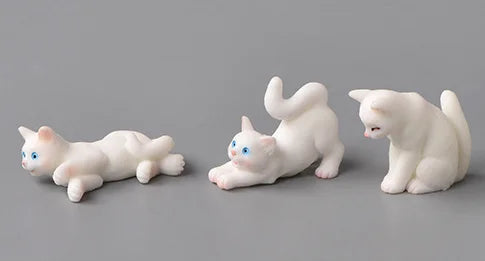 Cute Figurines Miniature Cartoon Animal Cat Resin Ornament Micro Landscape Kawaii Desk Accessories For Decoration Home Kids Gift 1 set of C CHINA