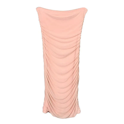 Korean Style Temperament Girl Chest Wrapping Slim Fit Sexy Off Shoulder One Line Neckline Mesh Pleated Wrapped Hip Dresses NXCQ