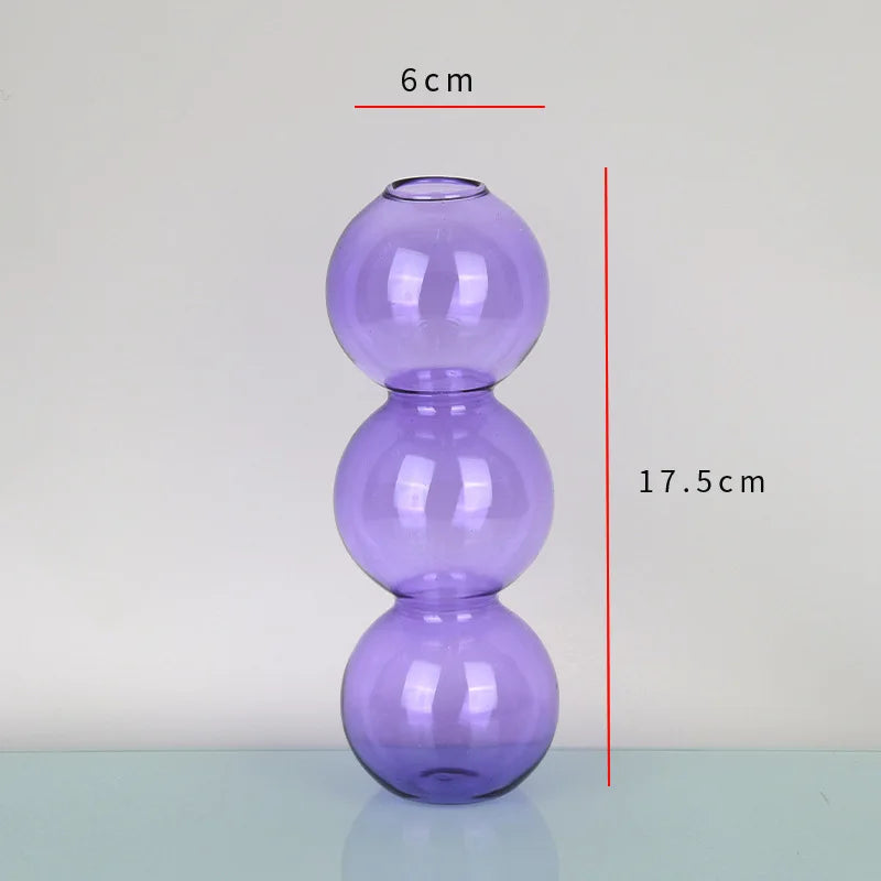 Nordic Glass Vase Home Decor Living Room Decoration Terrarium Flower Vase Plant Pots Decorative Home Accessories Decoration Gift Purple-S