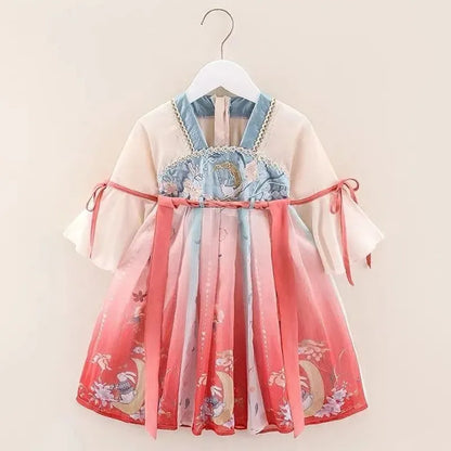 Girls Hanfu Spring and Autumn Clothes 2023 New Tang Suit Chinese Children's Ancient Clothes Girls Baby Dress