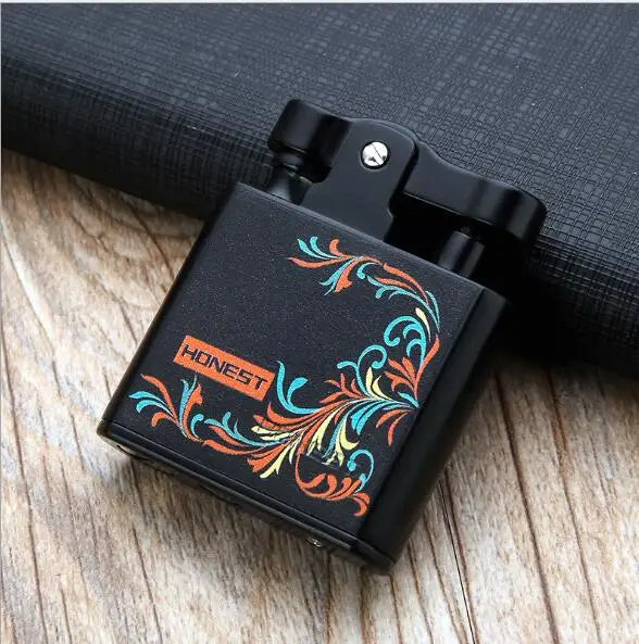 Honest Windproof Retro Copper Cigarette Cigar Lighter Mens Smoking Accessories Gadgets Metal Luxury Kerosene Lighter Waterproof A