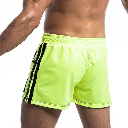 Men Casual Shorts PU Leather Quick Dry Swimwear Pocket Sports Gym Loose Running Trunks Swimming Board Shorts Surffing Shorts