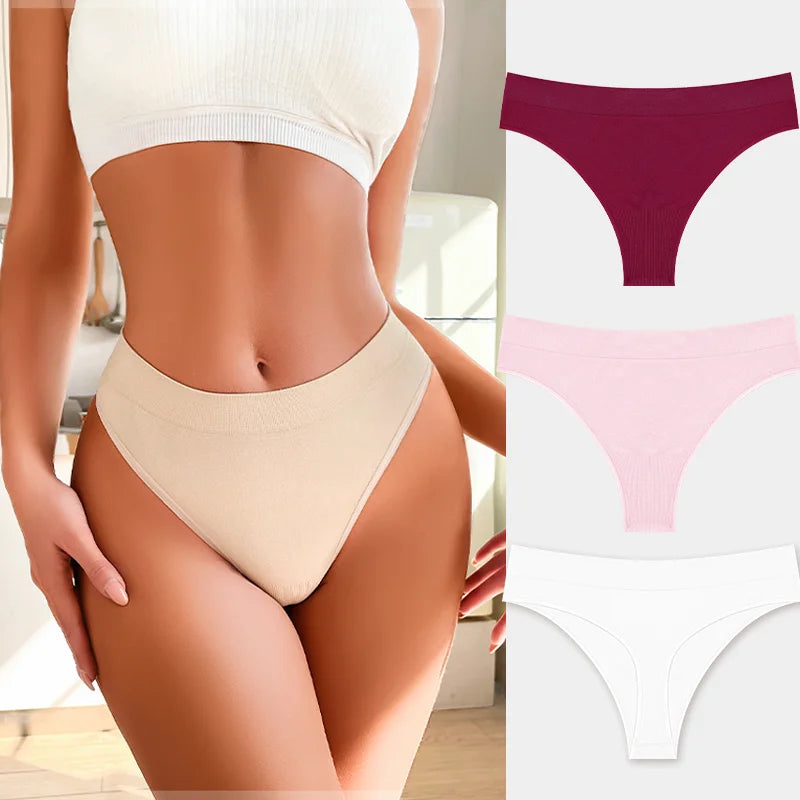 3PCS Seamless Women's Lingerie Female Thongs Sexy Underwear Low-Rise Underpant Women's Panties Intimates Bikini Briefs S-XL Set8 CHINA | 3pcs