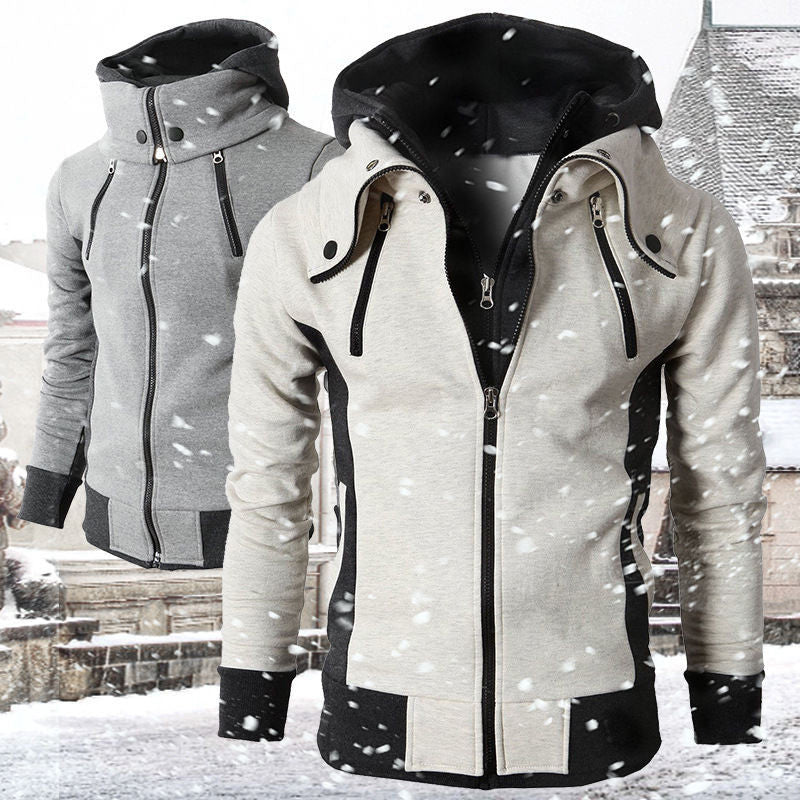 Elegant Men's Warm Hoodie Jacket Autumn Spring Winter Male Zipper