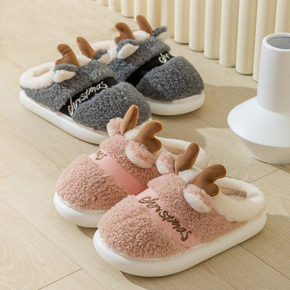 Lovely Christmas Shoes Winter Soft Cozy Bedroom Slipper Slip On House Shoes Men Women