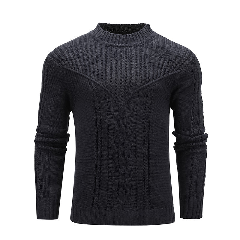 Warm Men's Solid Color Warm Jacquard Sweater