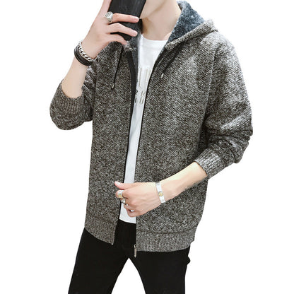 Casual Men's Hooded Thick Warm Coats Solid Men Sweaters