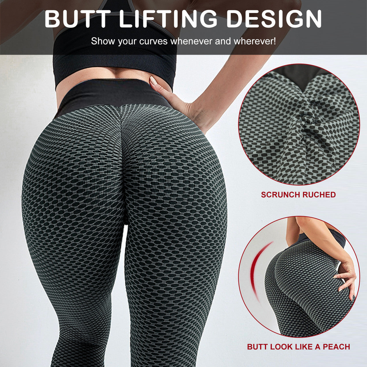 Comfy Women's Butt Lifting Workout Tights Plus Size Sports High Waist Yoga Pants