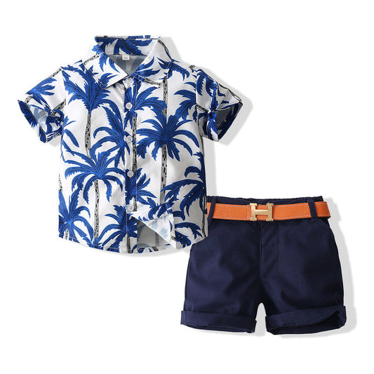 Casual Boys Beach Style Short Sleeve Shirt Outfit