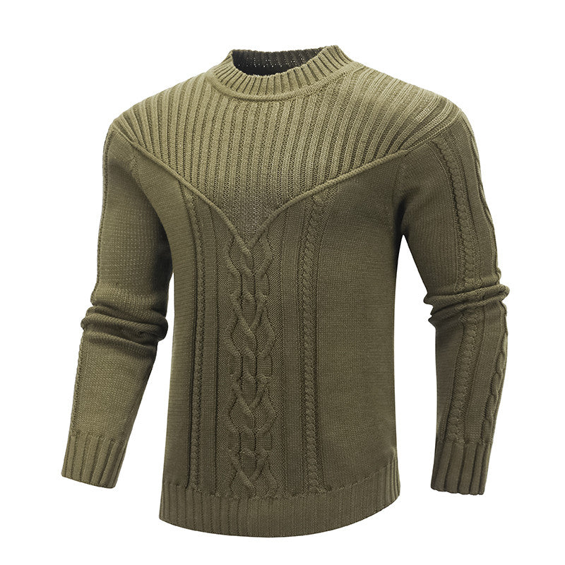 Warm Men's Solid Color Warm Jacquard Sweater