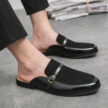 Men's British Half Slippers Small Leather Shoes Men's Slippers