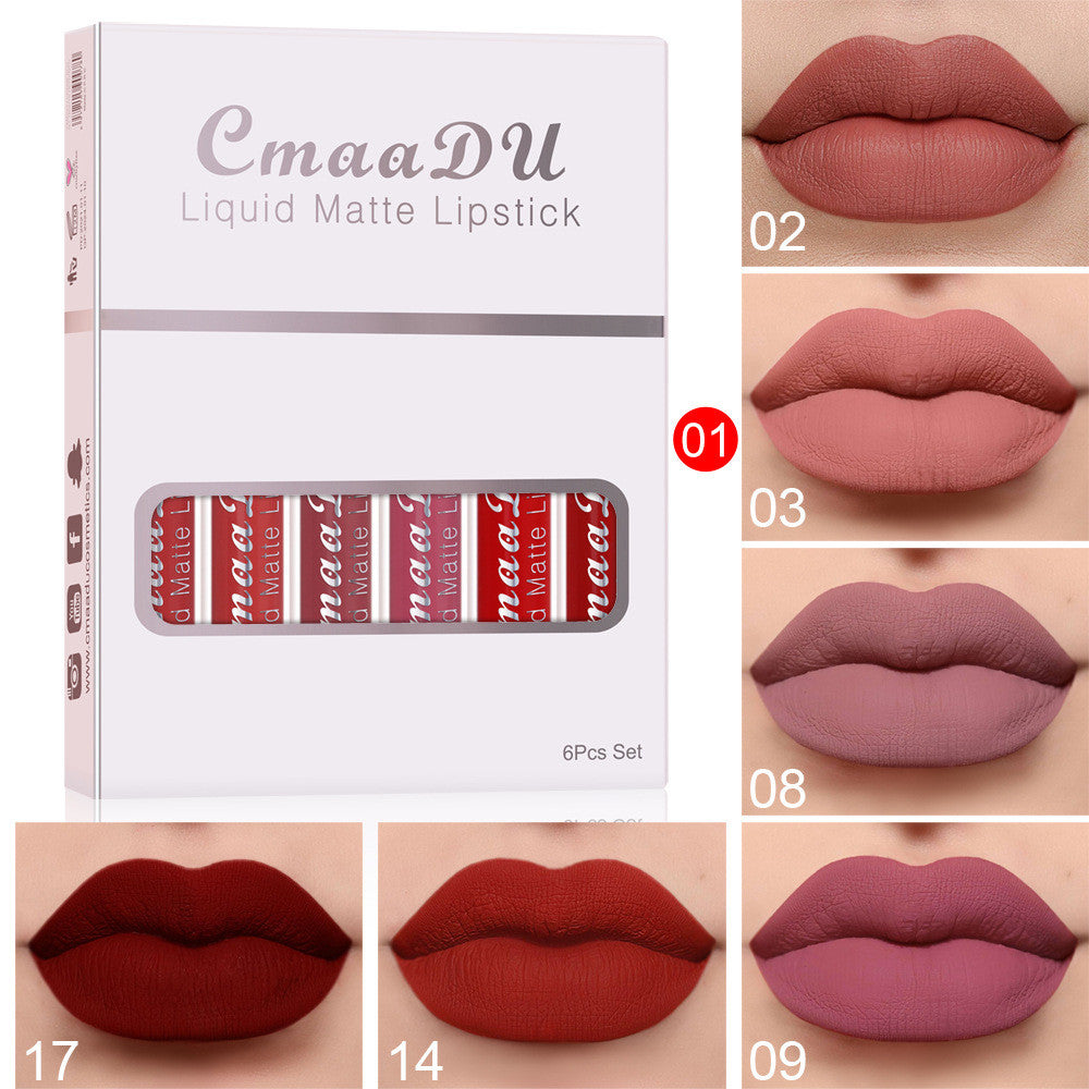 Six Boxes Of Matte Non-stick Cup Waterproof Lipstick Long Lasting Lip Gloss