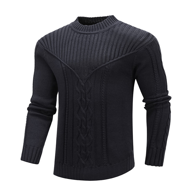 Warm Men's Solid Color Warm Jacquard Sweater