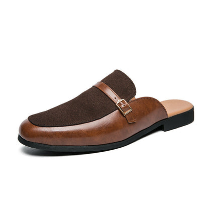 Men's British Half Slippers Small Leather Shoes Men's Slippers